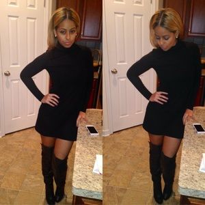 Black turtle neck dress