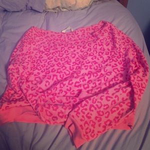 Pink cheetah cropped sweatshirt