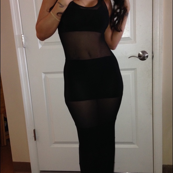 Black mesh maxi