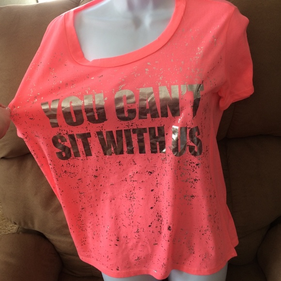 "You can't sit with us" T-shirt w/ open back. Pink