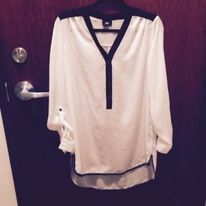 Black Trim Chiffon Tunic