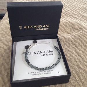 Alex and Ani beaded bangle . Smokey gray beads.