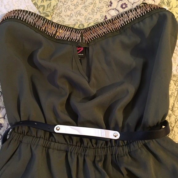 2b Bebe green jumpsuit