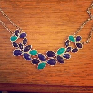Blue, black, and teal statement necklace