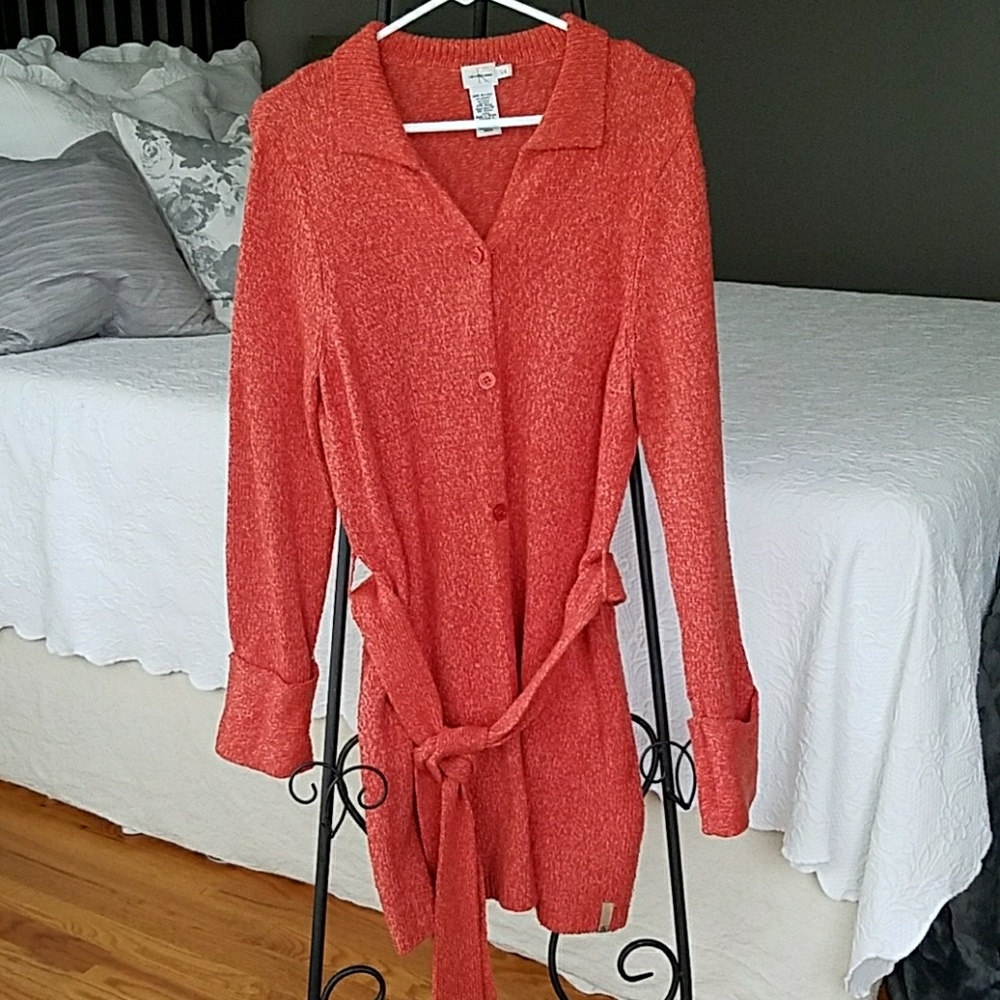 Calvin Klein Jeans Orange Marbled Wool Cardigan