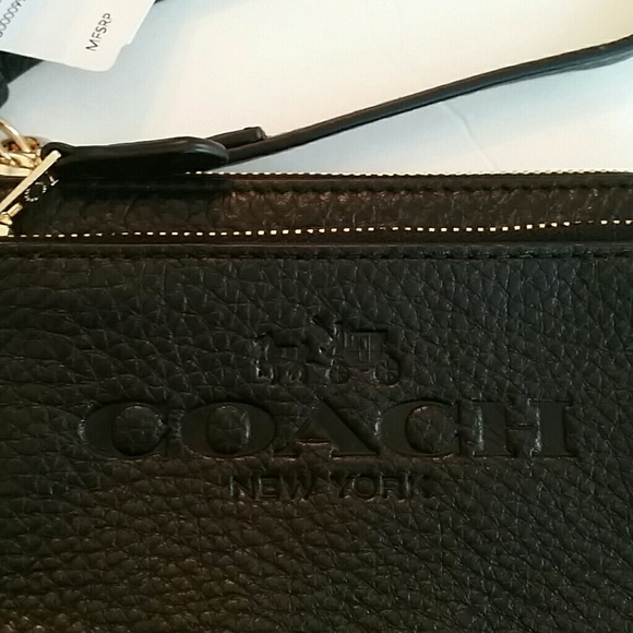 COACH Dual Pouch Wristlet in Black F52556 - Picture 2 of 4