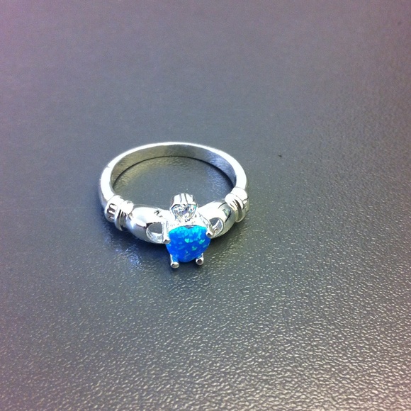 Accessories - Blue Opal Claddagh Ring Sz 8