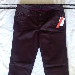 Dark wine wax jeans