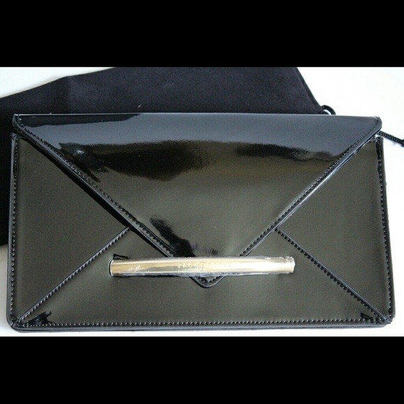 NWT Zac Posen Z Spoke Black Patent Envelope Clutch - Picture 2 of 3