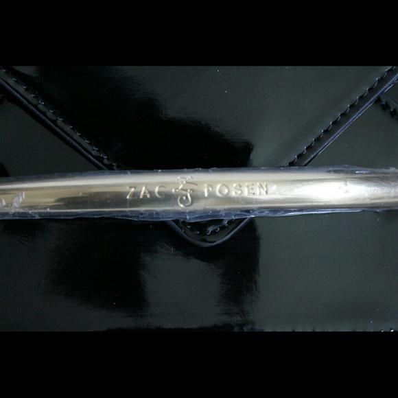 NWT Zac Posen Z Spoke Black Patent Envelope Clutch - Picture 3 of 3