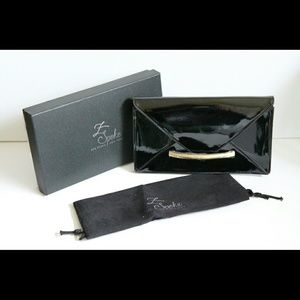 NWT Zac Posen Z Spoke Black Patent Envelope Clutch