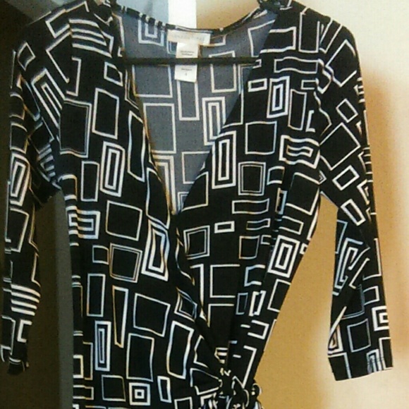 Black and white wrap dress