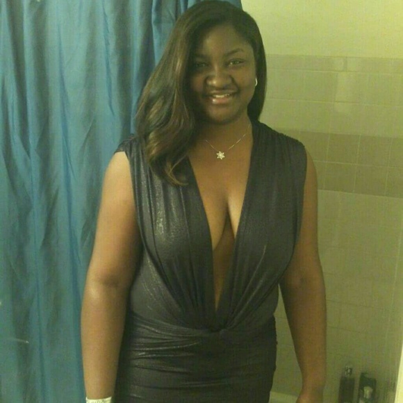 Sexxy charcoal plunge mini dress