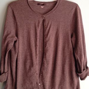 Super fine Gap 3/4 sleeve cardi in gray heather