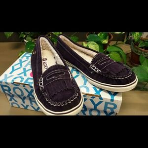 New Roxy Cello Purple Suede Shoes Fur Lined Size 7
