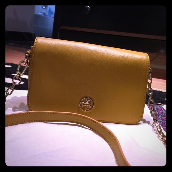 Authentic Tory Burch Mustard Hand Bag.