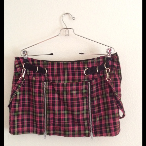 Pink black and green school girl skirt