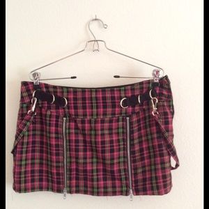Pink black and green school girl skirt