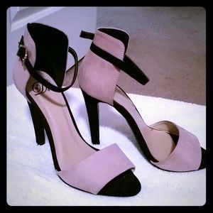 Cute pink and black suede heels