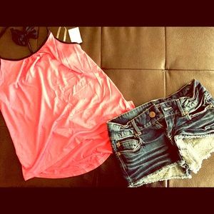 *Bundle* T-🎀 back high low tank & denim shorts