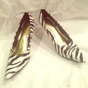 Zebra print high heel pump