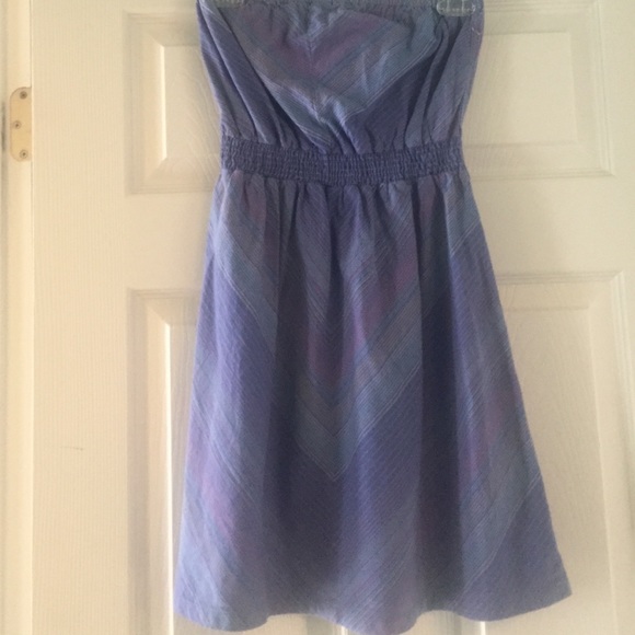 Sleeveless blue and purple dress