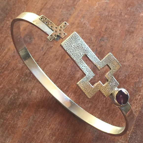 fabricated Sterling silver locking cross clasp