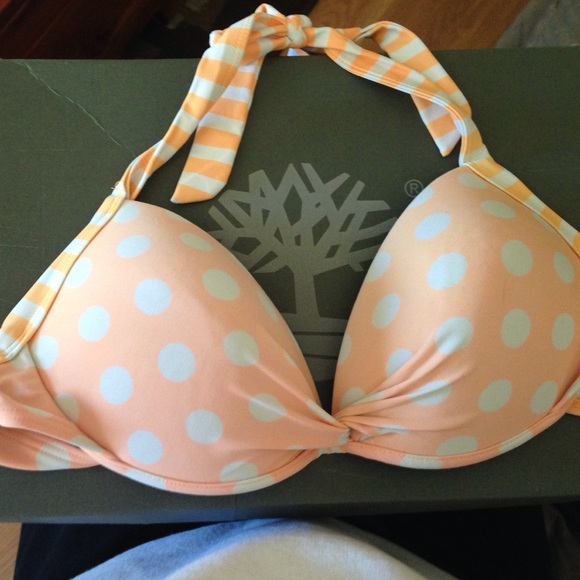 Orange & white polka dot bikini