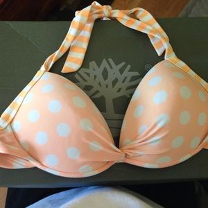 Orange & white polka dot bikini