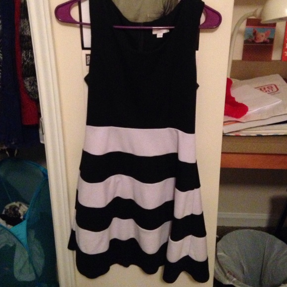 Black and white striped dress
