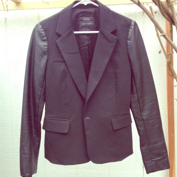 Sanctuary Jackets & Blazers - Black Faux Leather Sleeve Blazer by Sanctuary