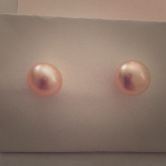 Jewelry - Authentic Pink Pearl Earrings Sterling Silver Back