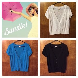 White, black, and blue cardigans (bundle of 3)
