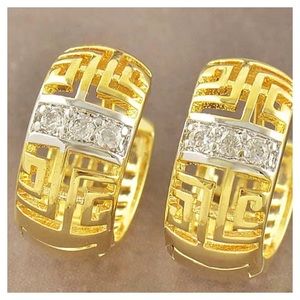 Gold Greek Key Hoop Earrings