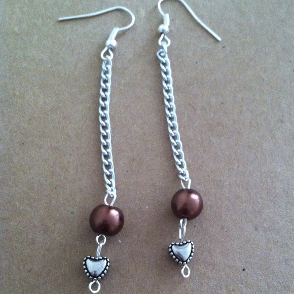 Chocolate Dangle Pearl Earrings