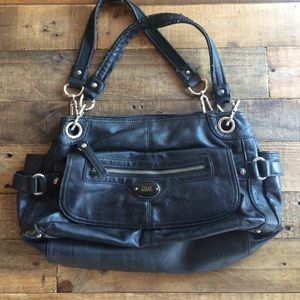 Black purse with silver accents
