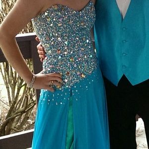 Aqua blue prom dress