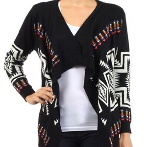 Freeway Aztec cardigan in black