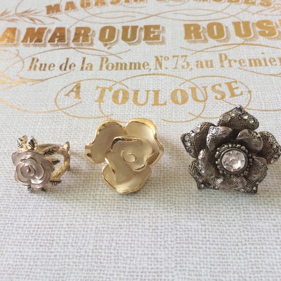3 lot rose cocktail rings