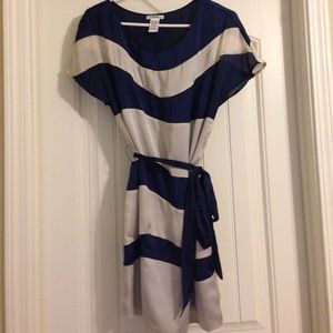 Navy and cream dress