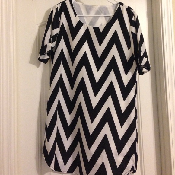 Black and white chevron dress
