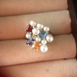Pearls and gemstone ring