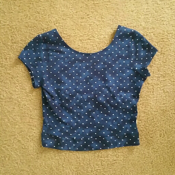 Blue polka dot crop top