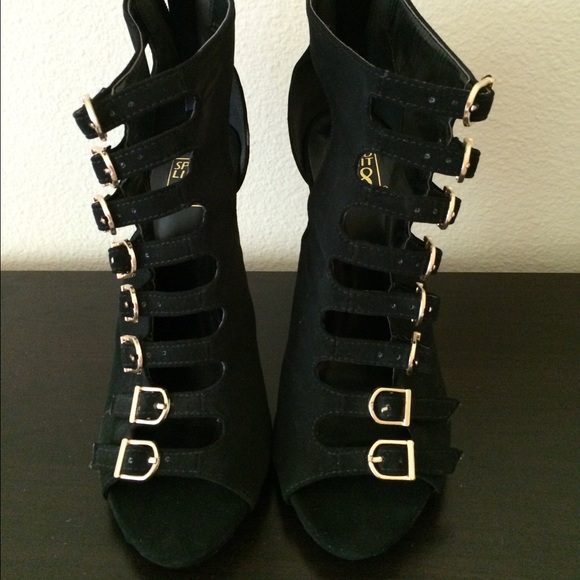 Black strap heels