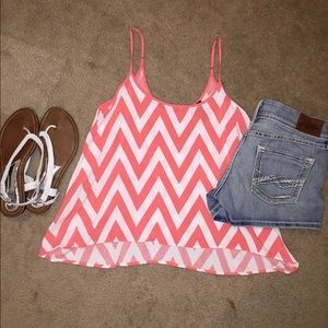 Chevron print orange and white crop top/tank top