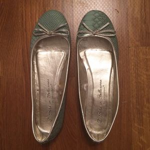 Ballet Flats-Faux Mint Snake and Gold-Size 9!!