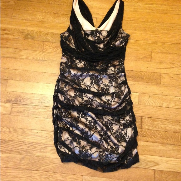 Black Lace & Cream Silk lined Express Dress