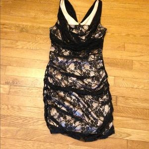 Black Lace & Cream Silk lined Express Dress