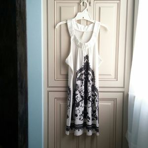 Black and white silk dress