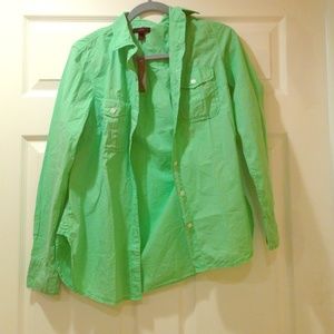 Jcrew green button up shirt.